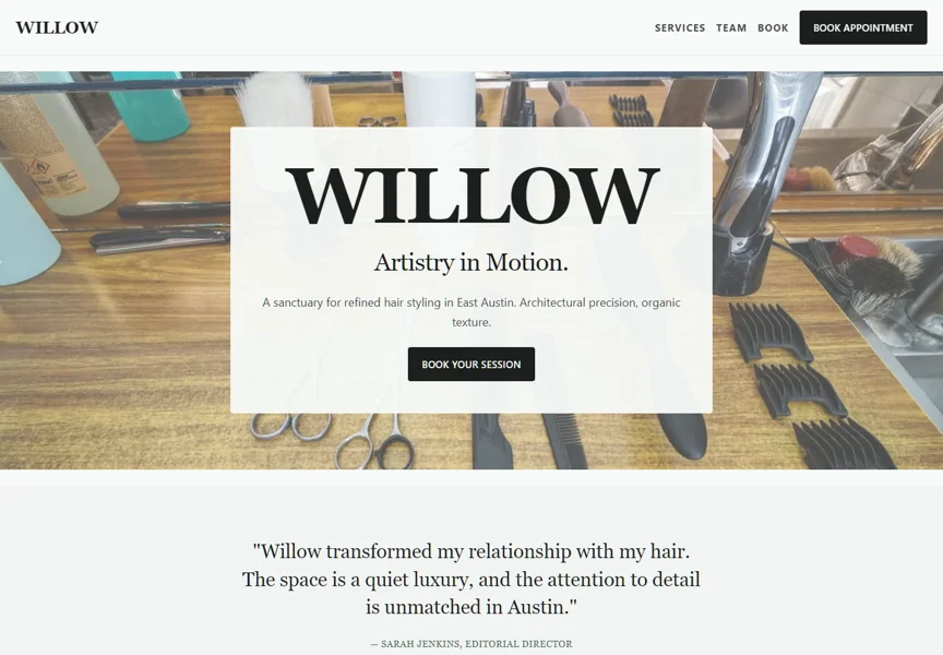 Salon design from the Austin theme