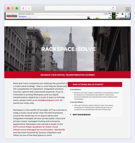 Rackspace event website project preview